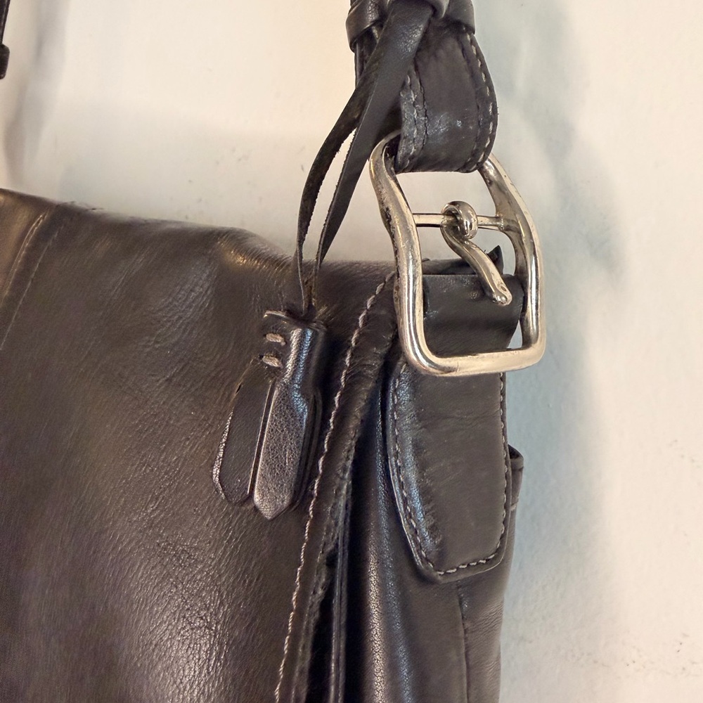 Vintage 90s Classic Coach Hampton Black Leather Shoulder Bag - Picture 6 of 12